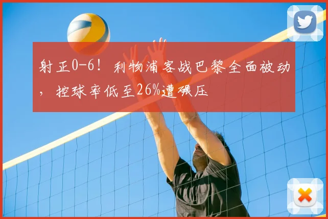 射正0-6！利物浦客战巴黎全面被动，控球率低至26%遭碾压