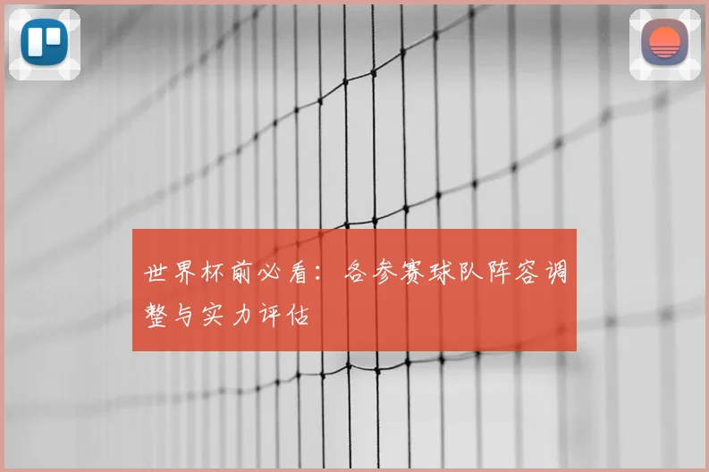 世界杯前必看:各参赛球队阵容调整与实力评估