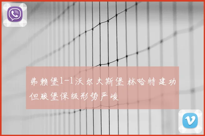 弗赖堡1-1沃尔夫斯堡 林哈特建功但狼堡保级形势严峻